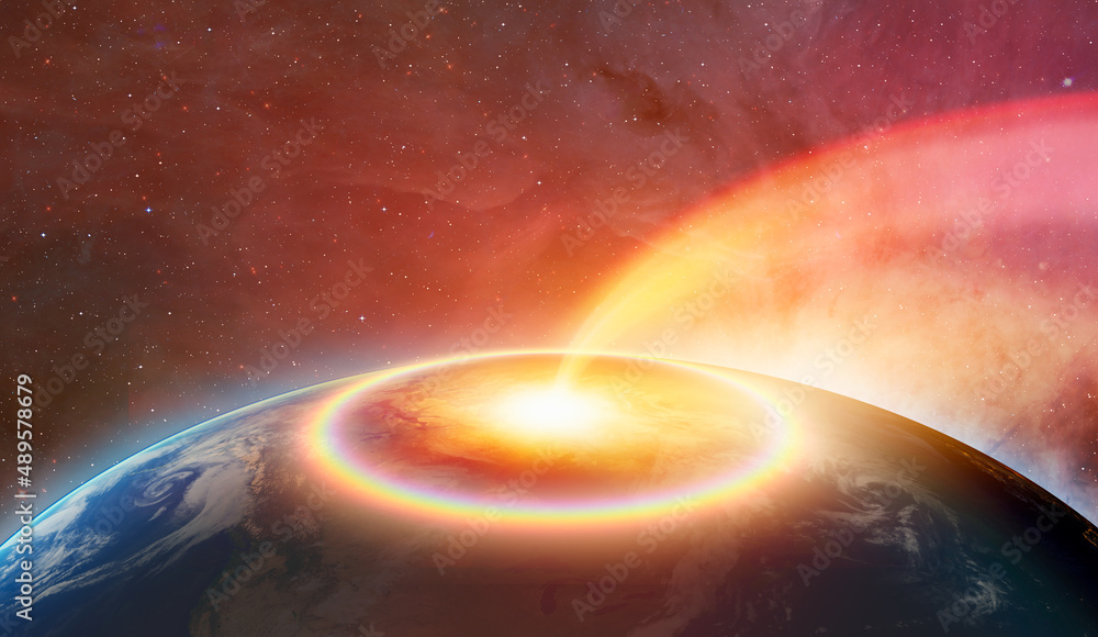Aufkleber attack of the asteroid on the earth 