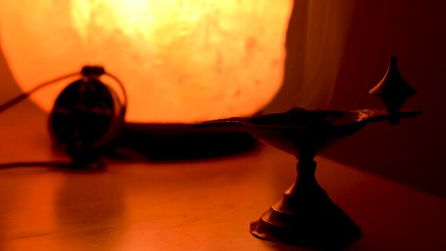 Smoke powder fires near himalayan salt 