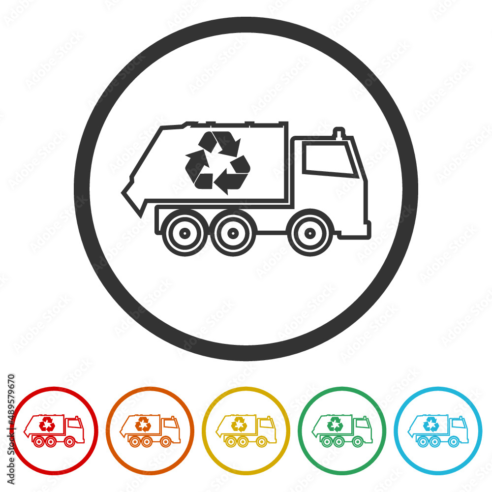 Canvas Prints Recycling truck ring icon, color set