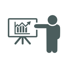 Analytics, statistics, presentation icon. Gray vector illustration.