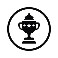 Award, winner trophy icon. Black vector graphics.