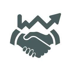 Business deal, handshake icon. Gray vector graphics.