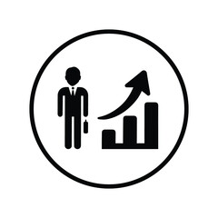 Career, Business growth icon. Black vector graphics.