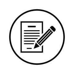 Contract sign icon. Black vector graphics.