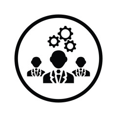 Gear, business strategy icon. Black vector graphics.