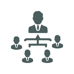 Leader, business hierarchy icon. Gray vector design.