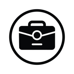 Office bag, suitcase icon. Black vector graphics..