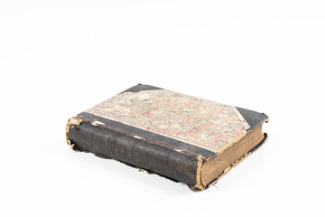 Worn leather book Cover isolated on white