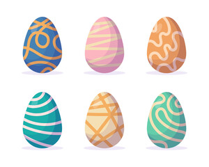 Colorful flat decorative easter eggs collection.