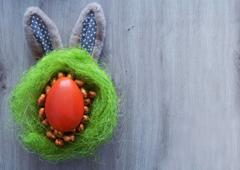 Easter Bunny Ears with Orange and Chocolate Egg