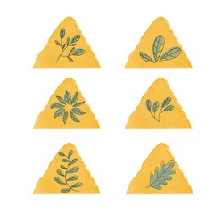 Flower leaves with watercolor spots