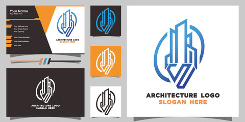 Naklejka premium architecture Building logo with creative modern syle Premium Vector