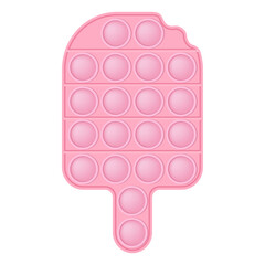 Pop it soft pink ice cream for a Valentines day as a fashionable silicon fidget toy. Addictive anti-stress cute toy in pastel colors. Bubble popit for kids. Vector illustration isolated on a white