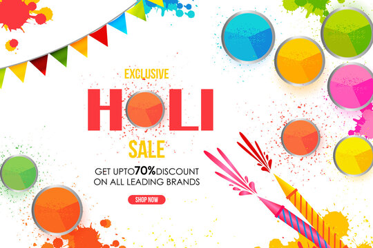 Happy holi festival background with colorful plates