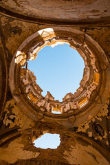 Remains Of The Damaged Dome Of San Martin De Tours Church In Belchite, Aragon, Spain. Bombing...