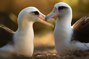 Laysan Albatross Bird Couple Closeup Portrait