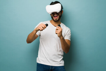 Naklejka premium Playing with immersive technology