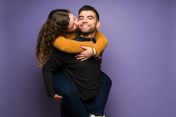 Happy boyfriend and girlfriend enjoying their company