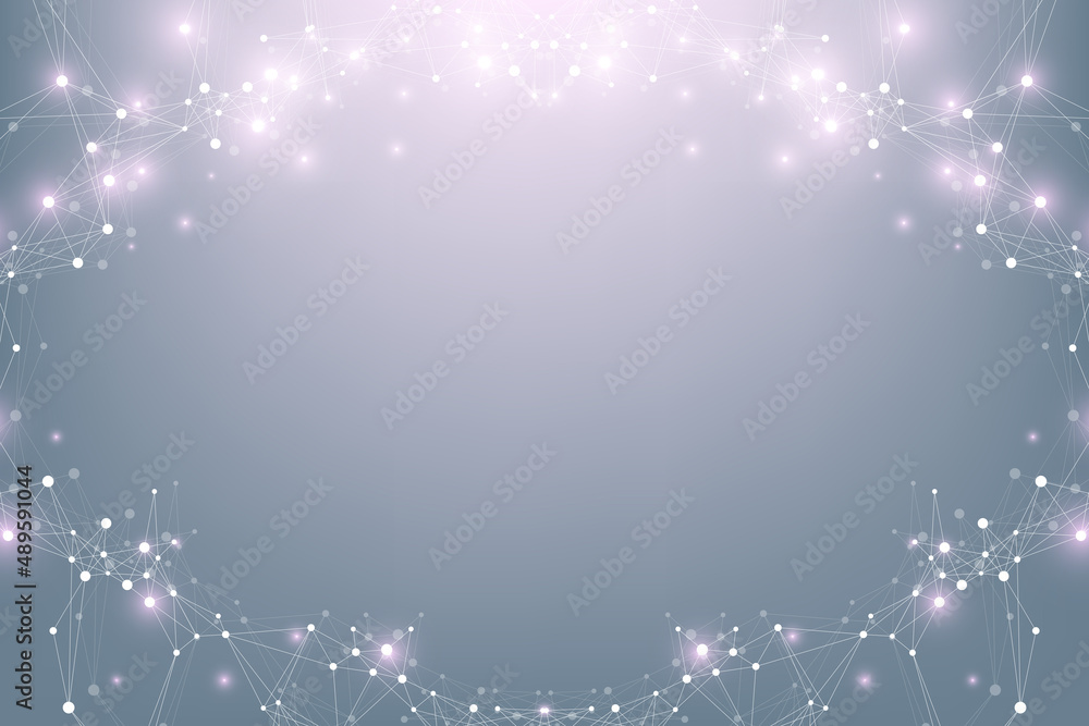 Aufkleber Geometric graphic background molecule and communication. Big data complex with compounds. Lines plexus, minimal array. Digital data visualization. Scientific cybernetic illustration.