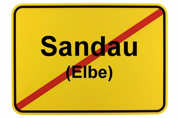 Illustration eines Ortsschildes der Stadt Sandau (Elbe)