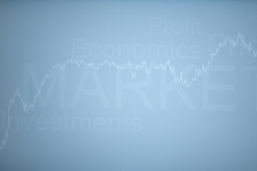 Light blue financial background with a market chart on the screen. Financial market concept