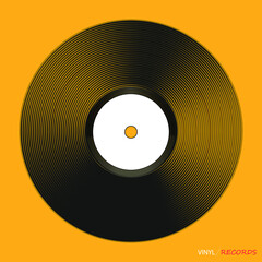 Vinyl player record banner. Music style vector illustration. Retro party poster with vinyl music design