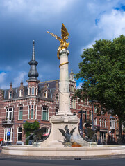 Golden dragon fountain in the city of Den Bosch, the Netherlands.