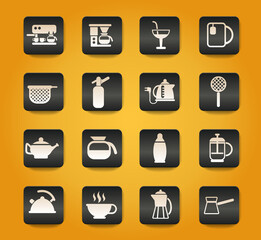 utensils for beverages icon set