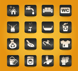 cleaning company icon set