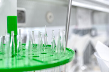 Glass laboratory pipettes. Research instruments and equipment