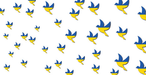 Friedenstauben in den Farben der Ukraine