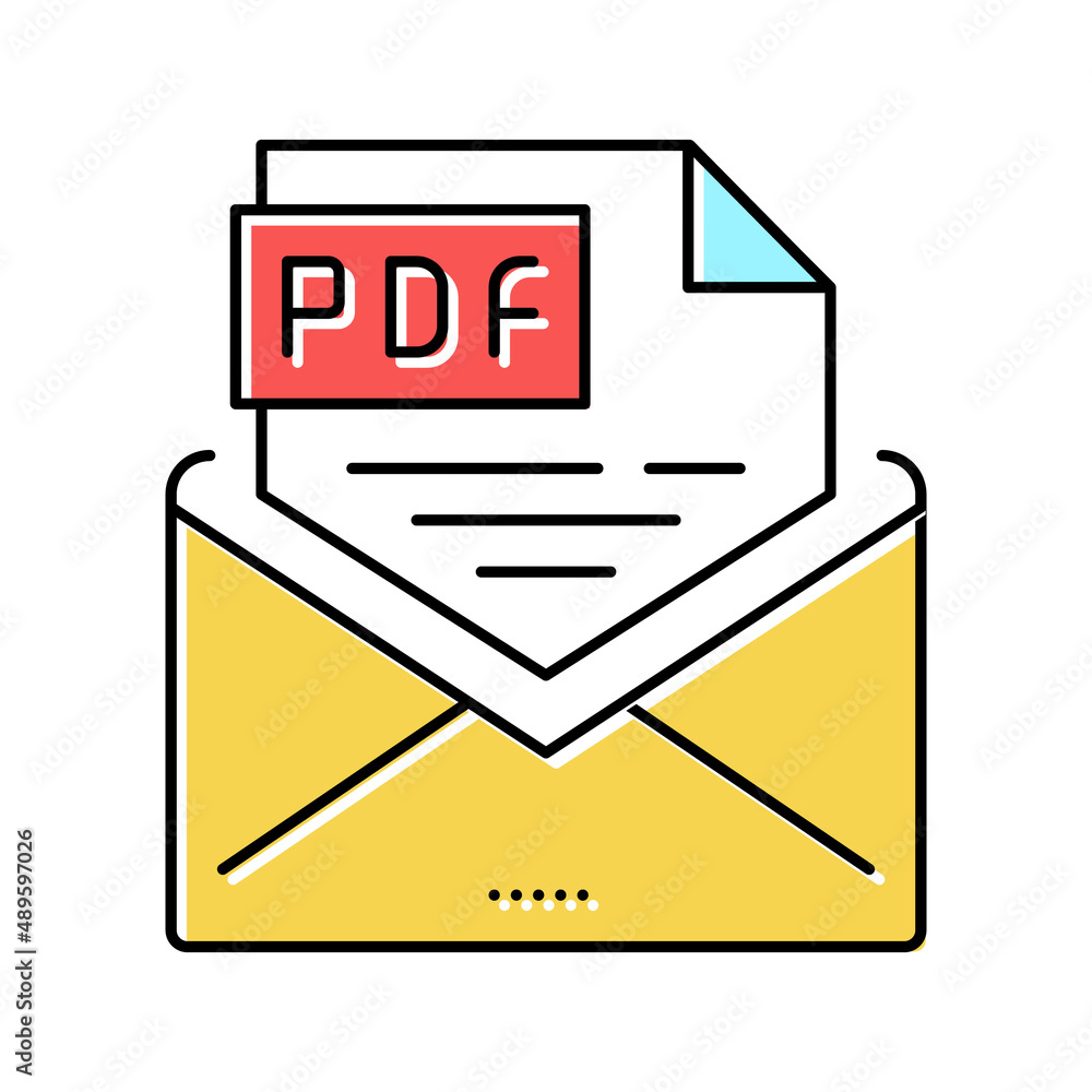 Aufkleber sending pdf file color icon vector illustration