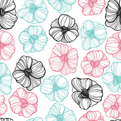Seamless background with lacy flowers.