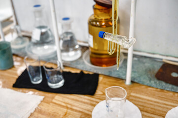 Chemical laboratory, glass faucet