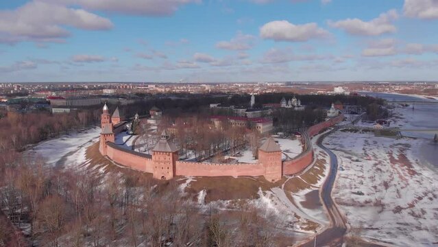 Novgorod detinets (also Novgorod Kremlin) fortress of Veliky Novgorod. Detinets is located on the left bank of the Volkhov River
