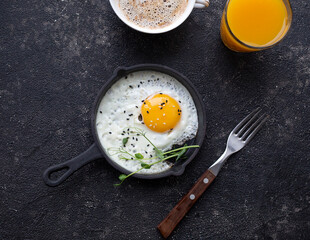 fried egg on a frying pan
