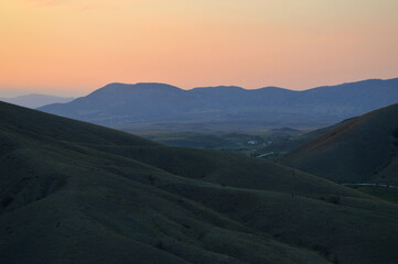 A sunset in the mountains