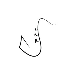 Black outline of saxophone, line art