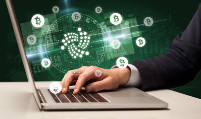 business hand working in stock market