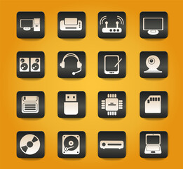 Computer equipment simple vector icons