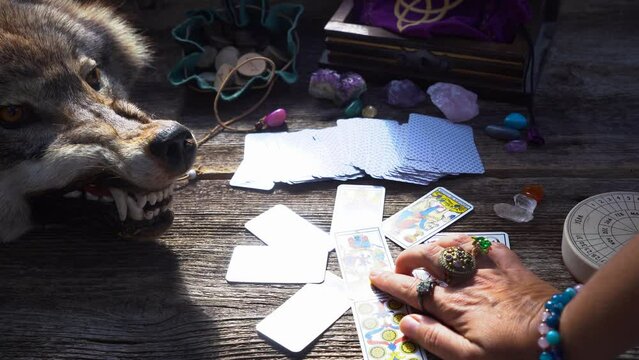 Fortune telling on tarot cards