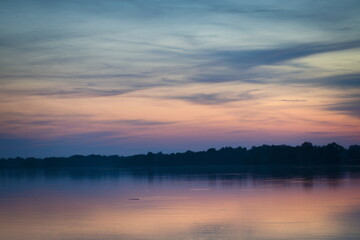 Fototapeta premium colorful sunset on the lake