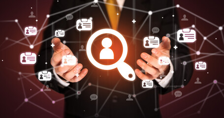 Hand holding social media icons