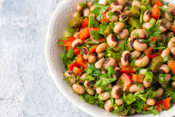 Traditional delicious Turkish food; dried black eyed peas salad (Turkish name; kuru borulce salatasi)
