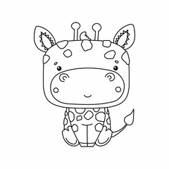 Cute giraffe coloring page for children's coloring book vector
