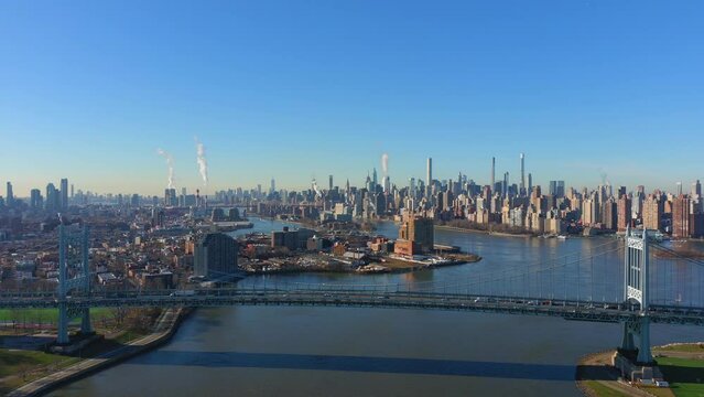 Epic Aerial View of New York City and the RFK - Triborough Bridge