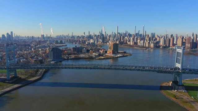 Epic Aerial View of Manhattan and the RFK - Triborough Bridge