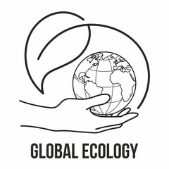 Global Ecology icon. World environmental saving and ecology friendly concept.