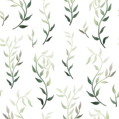 Naklejka na ściany i meble Liana spreads olive green leaves creeper seamless pattern background vector