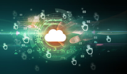 touching with soft gesture multimedia screen with future technology concept